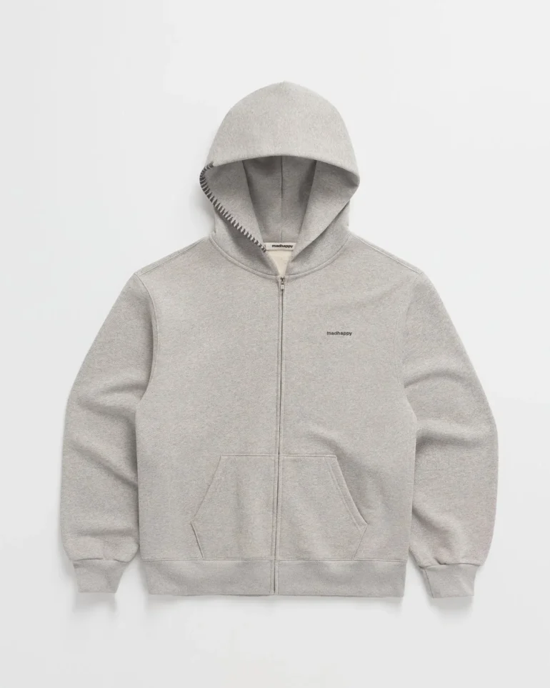 Heather Madhappy Classic Fleece Zip Up Hoodie